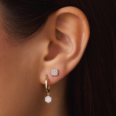 14 Karat Gold with Diamonds Four Prong Diamond Halo Studs (0.10 ct) - 2
