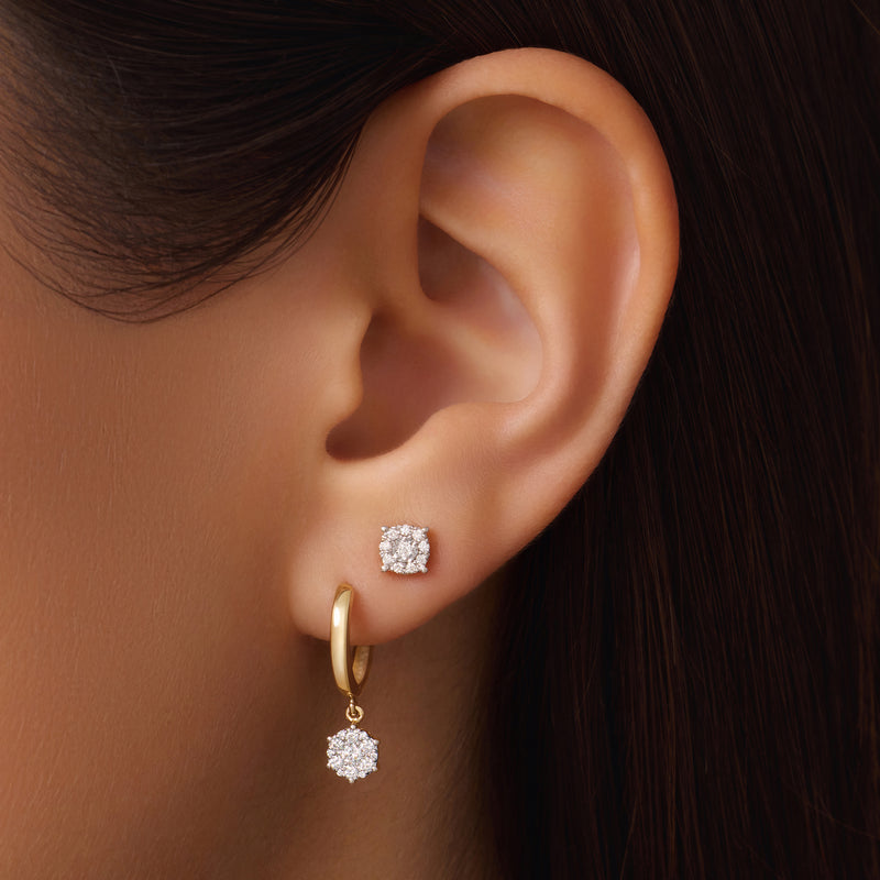 Four Prong Diamant Halo Ohrstecker (0.10 ct)