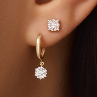 585er Gold mit Diamanten Four Prong Diamant Halo Ohrstecker (0.10 ct) - 3