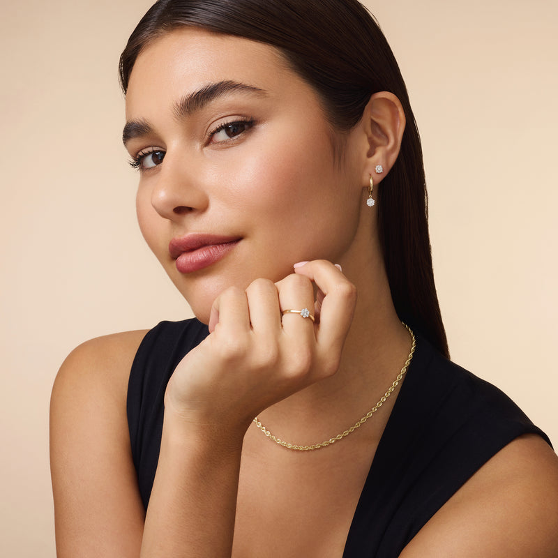 Four Prong Diamond Halo Studs (0.10 ct)