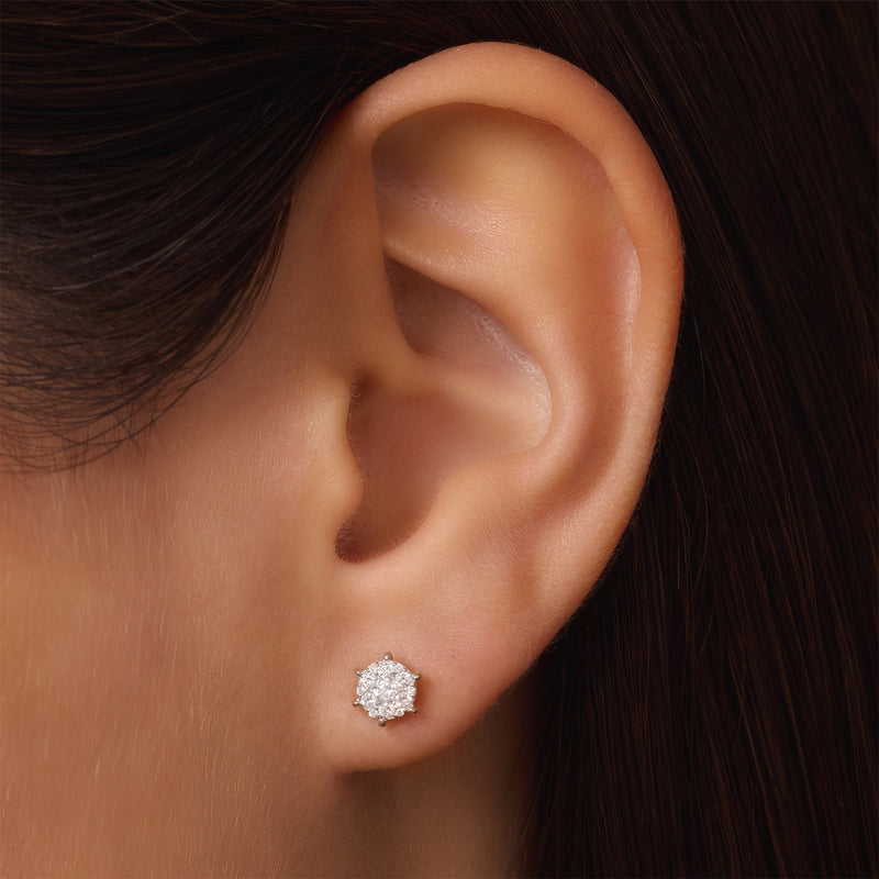 Six Prong Diamond Cluster Studs (0.22 ct)