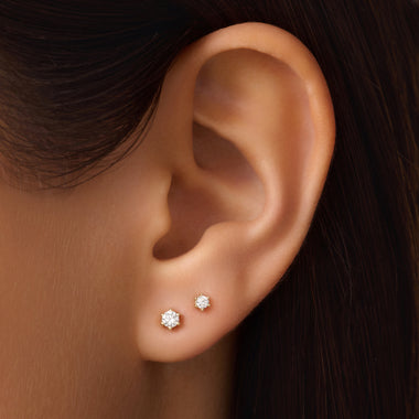 14 Karat Gold with Diamonds Six Prong Diamond Earrings Set (0.30 ct) - 2