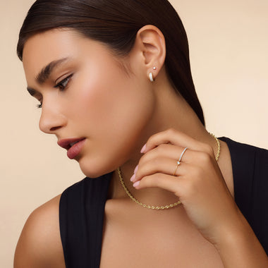 14 Karaat Goud met Diamanten Pavé Diamant Brede Huggie Hoops (12mm) (0.20 ct) - 9
