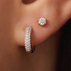 14 Karat Gold with Diamonds Pavé Diamond Curved Huggie Hoops (12mm) (0.22 ct) - 3