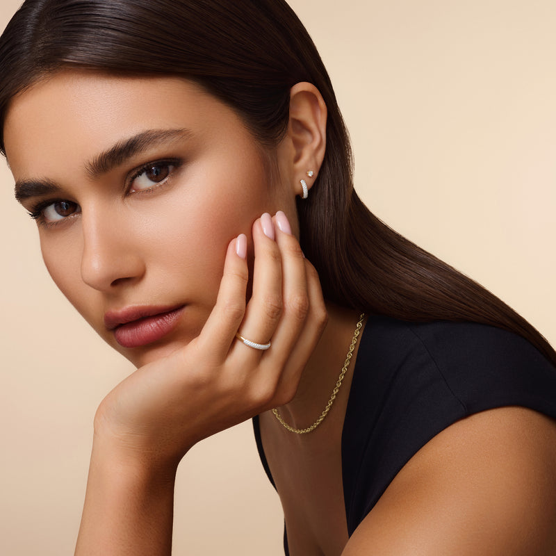 Pavé Diamant Gebogen Huggie Hoops (12mm) (0.22 ct)