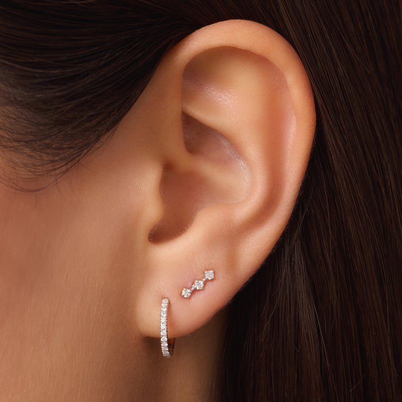Pavé Diamond Huggie Hoops (12mm) (0.12 ct)