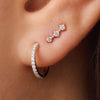 14 Karat Gold with Diamonds Diamond Curved Trinity Studs (0.09 ct) - 5
