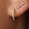 14 Karat Gold with Diamonds Pavé Diamond Huggie Hoops (12mm) (0.12 ct) - 3