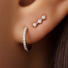 585er Gold mit Diamanten Pavé Diamant Huggie Hoops (12mm) (0.12 ct) - 3