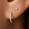 14 Karaat Goud met Diamant Three Prong Diamant Oorknopjes (0.05 ct) - 3