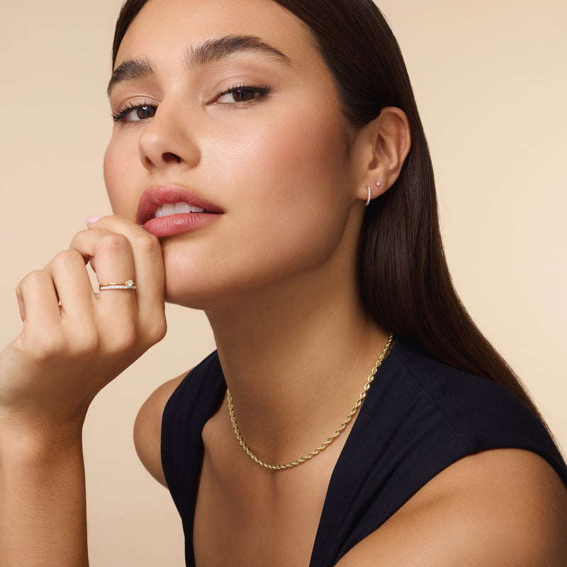 Pavé Diamond Huggie Hoops (12mm) (0.12 ct)