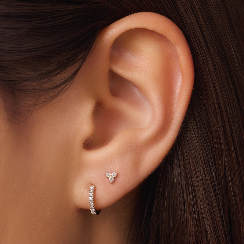 Pavé Diamant Kleine Huggie Hoops (10mm) (0.06 ct)