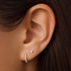 14 Karaat Goud met Diamanten Pavé Diamant Kleine Huggie Hoops (10mm) (0.06 ct) - 2
