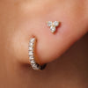 585er Gold mit Diamanten Mini Diamant Lotus Ohrstecker (0.06 ct) - 3