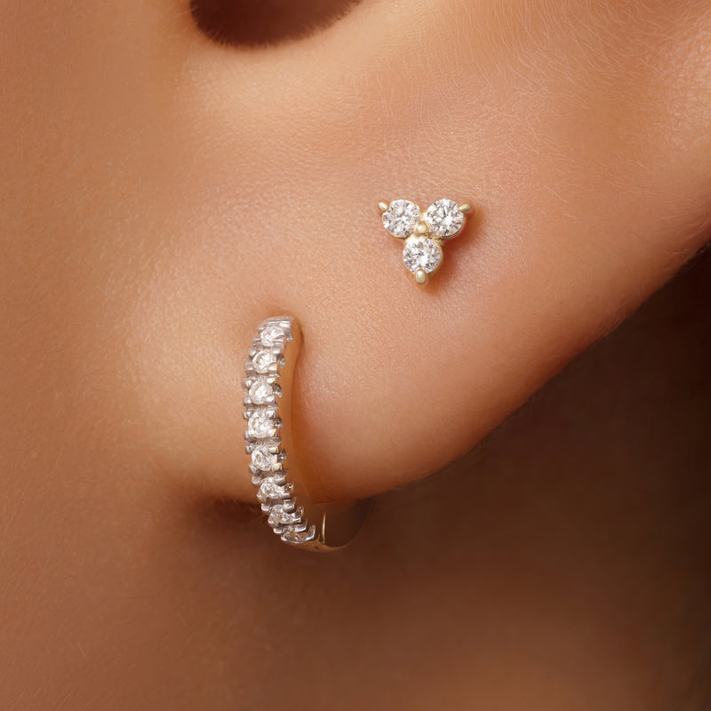 Pavé Diamant Kleine Huggie Hoops (10mm) (0.06 ct)