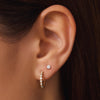 14 Karaat Goud met Diamanten Bezel Set Diamant Kleine Hoops (15mm) (0.15 ct) - 2
