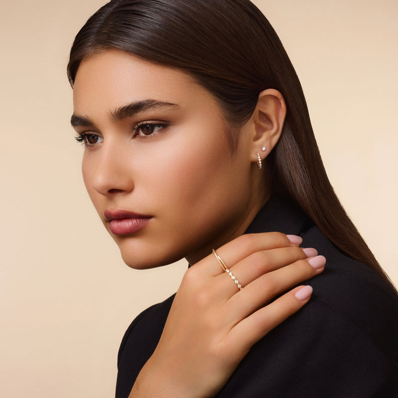 Bezel Set Diamond Small Hoops (15mm) (0.15 ct)