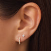14 Karaat Goud met Diamanten Bezel Set Diamant Huggie Hoops (12mm) (0.11 ct) - 2