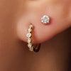 14 Karaat Goud met Diamanten Bezel Set Diamant Huggie Hoops (12mm) (0.11 ct) - 3