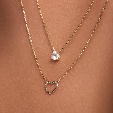 14 Karat Gold Heart Zirconia Necklaces Set - 4