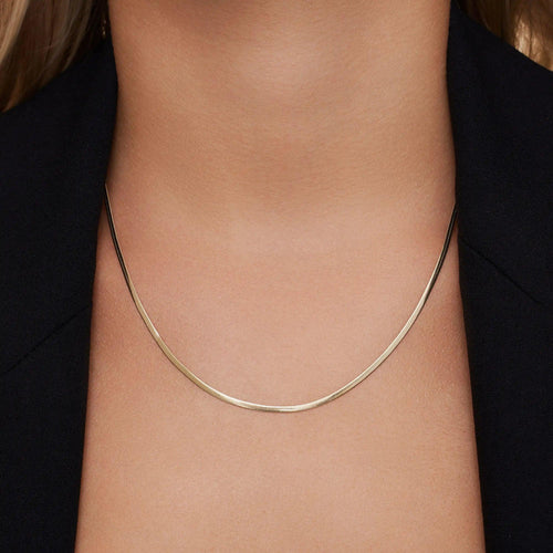 14 Karat Gold Herringbone Chain Necklace
