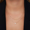Or 14 Carats Collier Pendentif Rond Zircon Pavé - 2