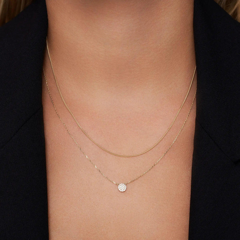 Collier Pendentif Rond Zircon Pavé