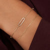 14 Karat Gold Stationed Paperclip Set - 14