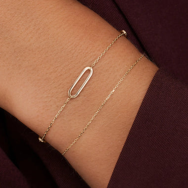 14 Karat Gold Stationed Paperclip Set - 14