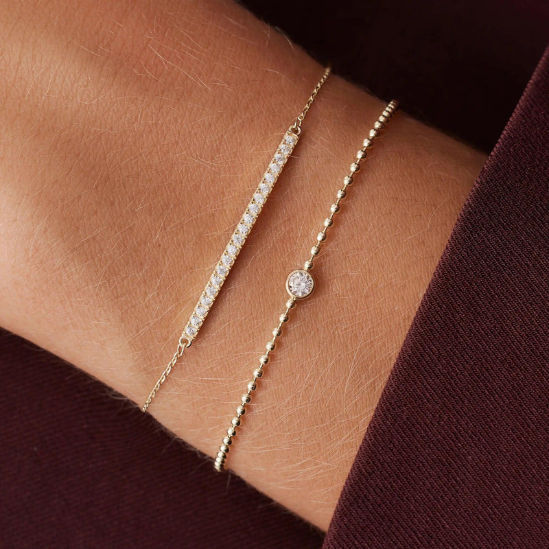 Bracelet Boules Bezel Solo Zircon