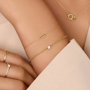 585er Gold Breite Linked Infinity Set - 8