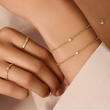 Bezel Set Diamant Armband 585er Gold für Damen