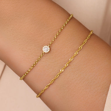 585er Gold Dünnes Gedrehtes Seil Set - 2