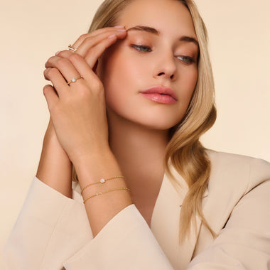 14 Karat Gold with Diamonds Four Prong Diamond Halo Bracelet (0.05 ct) - 8