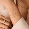 14 Karat Gold with Diamonds Four Prong Diamond Halo Bracelet (0.05 ct) - 3