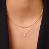 14 Karaat Goud met Diamanten Four Prong Diamant Halo Pendant Ketting (0.05 ct) - 2