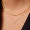 14 Karaat Goud met Diamanten Four Prong Diamant Halo Pendant Ketting (0.05 ct) - 3
