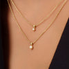 585er Gold mit Diamant Six Prong Diamant Linked Anhänger Halskette (0.10 ct) - 3