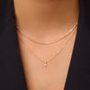 585er Gold mit Diamant Four Prong Diamant Linked Anhänger Halskette (0.08 ct) - 2