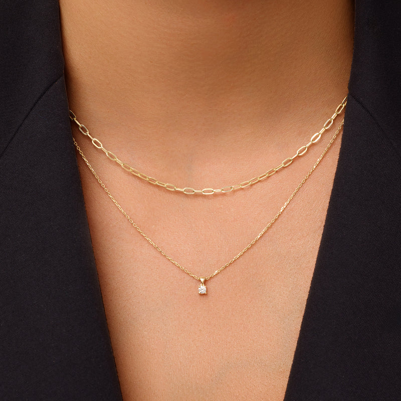 Four Prong Diamant Linked Anhänger Halskette (0.08 ct)