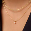 585er Gold mit Diamant Four Prong Diamant Linked Anhänger Halskette (0.08 ct) - 3