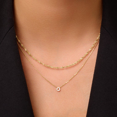 14 Karat Gold with Diamonds Diamond Open Halo Pendant Necklace (0.05 ct) - 2