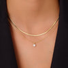 14 Karat Gold with Diamonds Six Prong Diamond Cluster Linked Pendant Necklace (0.10 ct) - 2