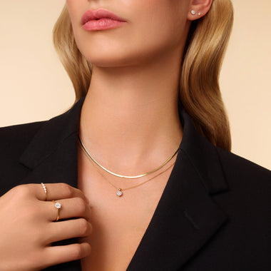 14 Karat Gold with Diamonds Six Prong Diamond Cluster Linked Pendant Necklace (0.10 ct) - 5