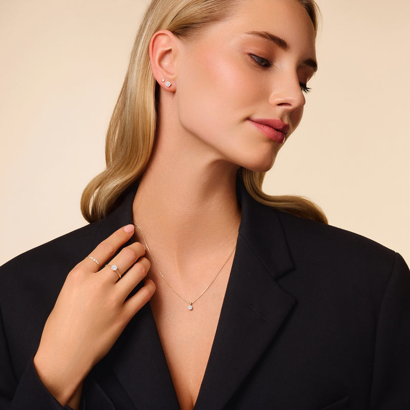 Diamond Halo Linked Pendant Necklace (0.05 ct)