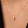 14 Karat Gold with Diamonds Diamond Halo Linked Pendant Necklace (0.05 ct) - 3