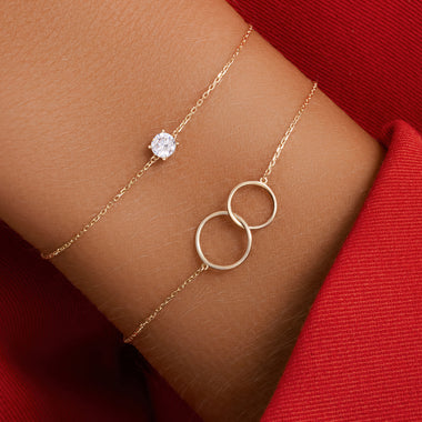 585er Gold Round Cut Zirkonia Armband - 2