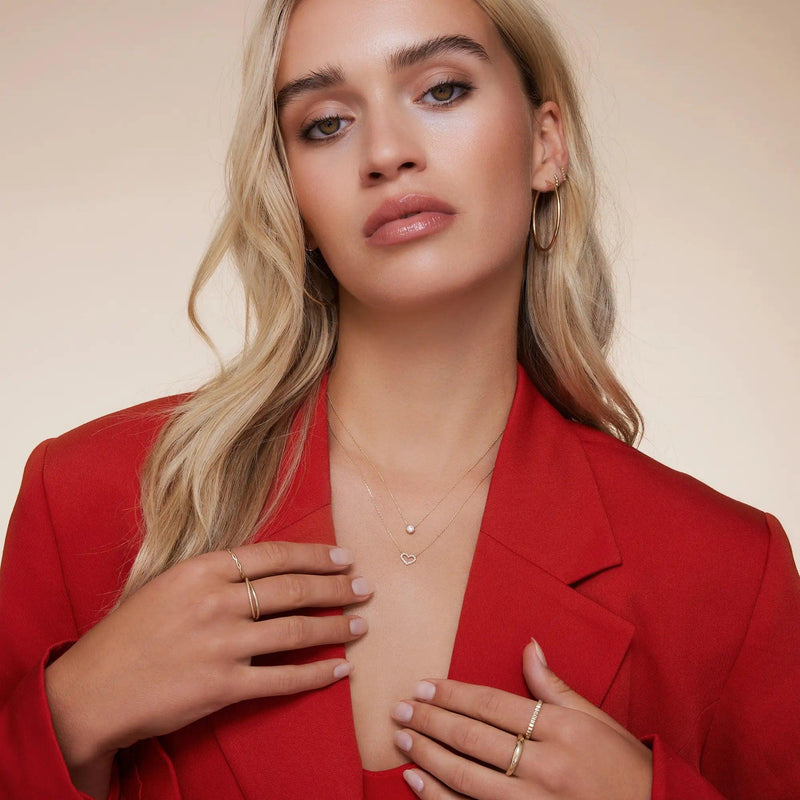 Pavé Cubic Zirconia Open Heart Pendant Necklace