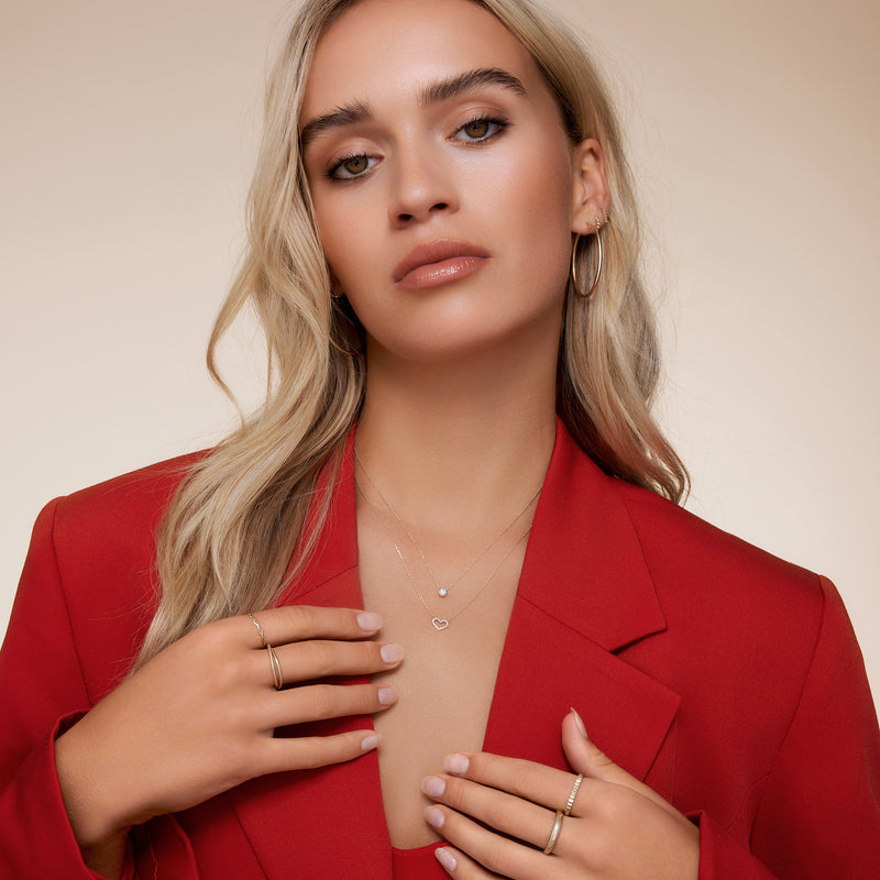 Pavé Cubic Zirconia Open Heart Pendant Necklace