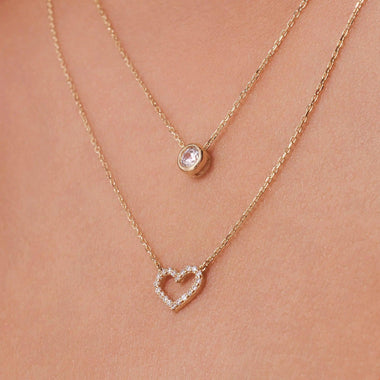 14 Karat Gold Bezel Set Cubic Zirconia Pendant Necklace - 3